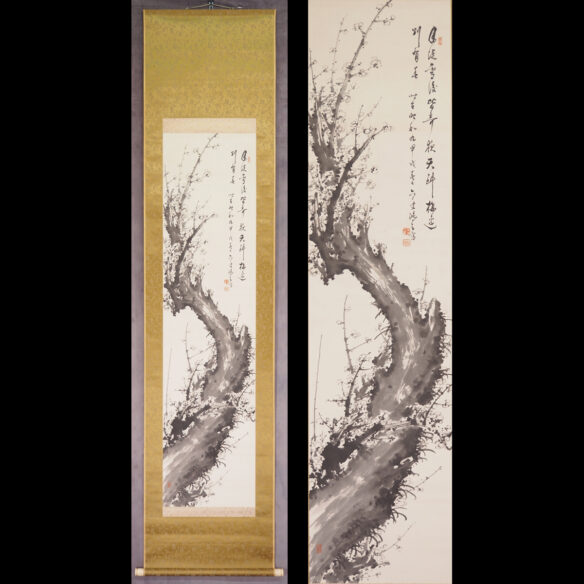 高木古泉】 13775 掛軸 日本画 遊鯉図 合箱 絹本 花鳥図 熊本 菊池 師 