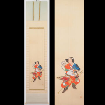 #福岡青嵐　#軸　#掛軸　#日本画　#人物　#将軍　#武者図　#人物画　#熊本　#肥後　#大阪美術学校　#渡鹿庵