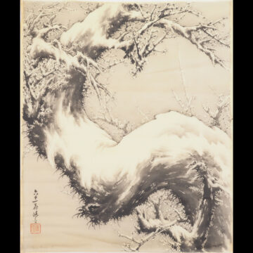 #河上鴻立　#軸　#掛軸　#日本画　#雪景老梅図　#風景図　#熊本　#肥後　#天草